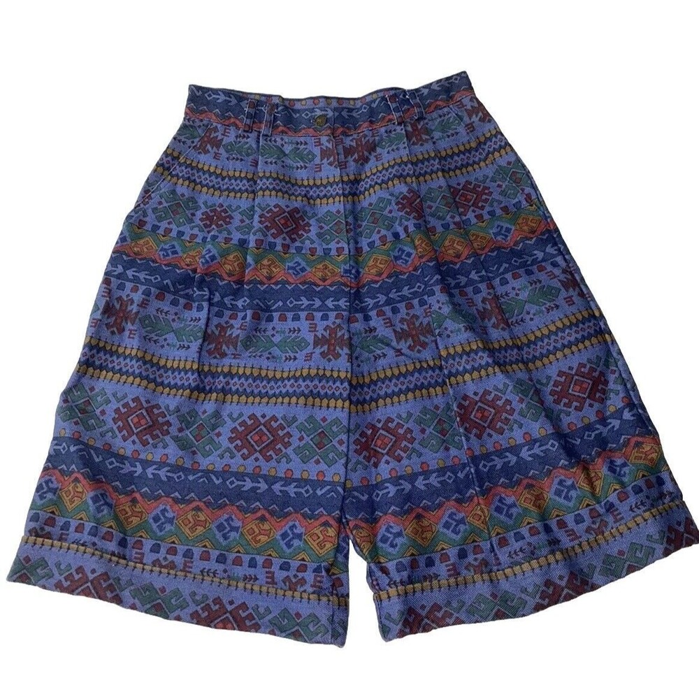 VINTAGE On The Verge Aztec Print Unique Long Shorts Size 10